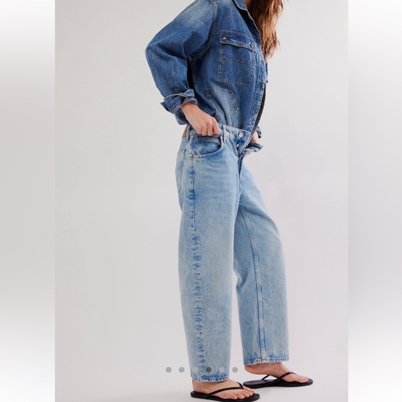 Free People We the Free Deep Trance Dropped Barrel Boyfriend Jeans Women's 28 - Picture 4 of 14